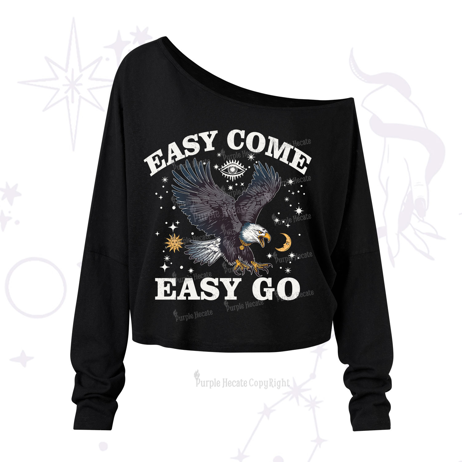 Purplehecate Easy Come Easy Go One Shoulder Long Sleeve Shirt