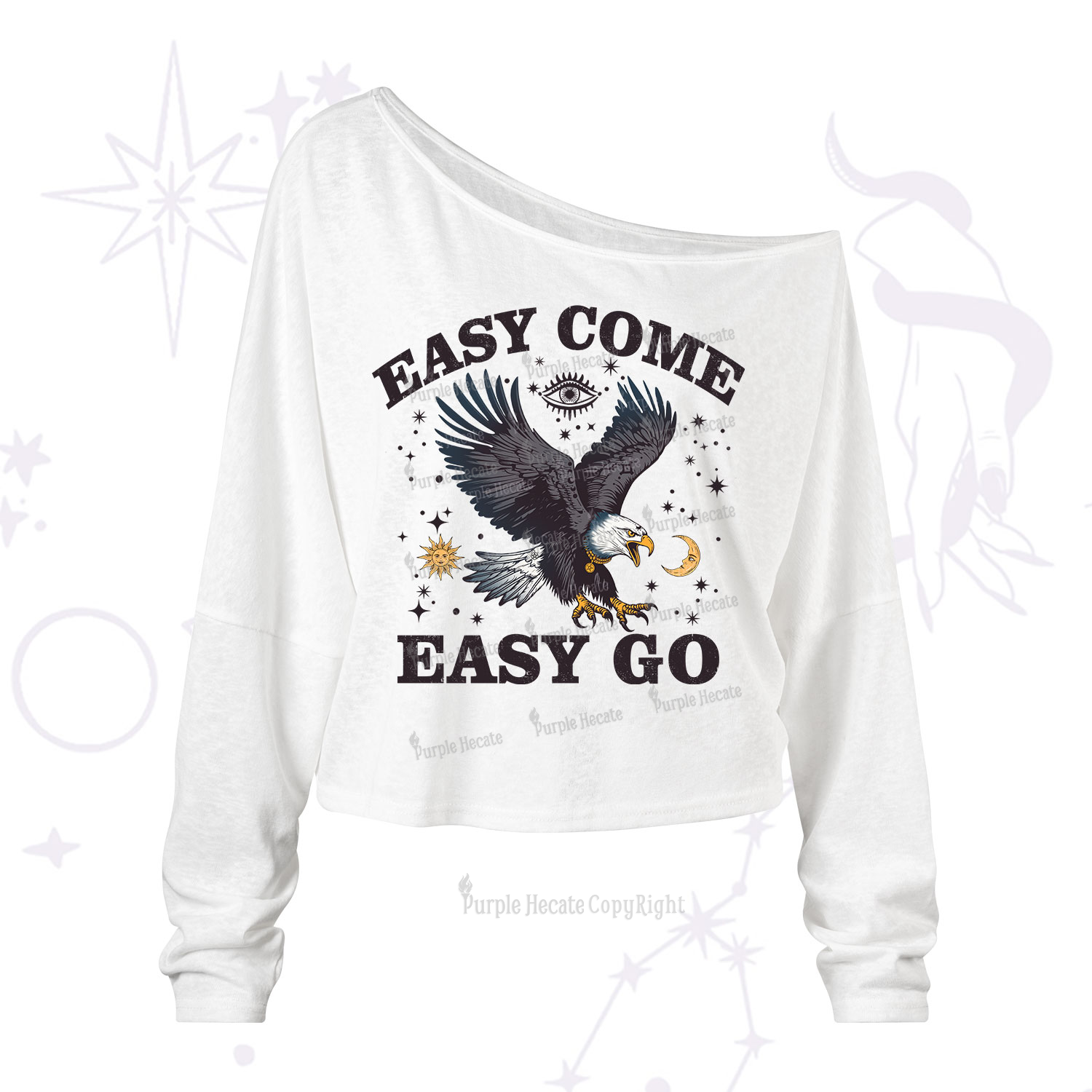 Purplehecate Easy Come Easy Go One Shoulder Long Sleeve Shirt