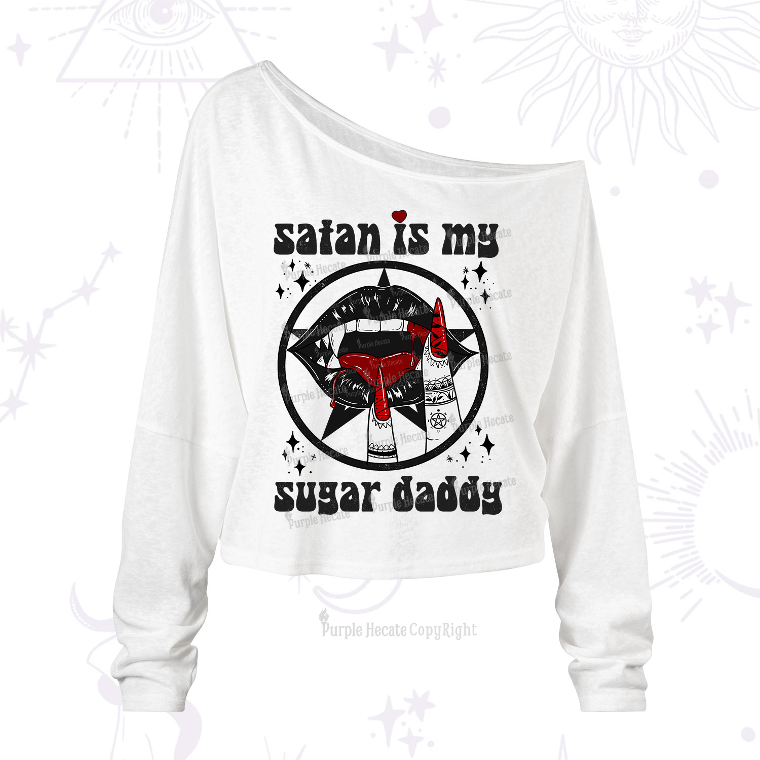 Purplehecate Satan Is My Sugar Daddy One Shoulder Long Sleeve Shirt