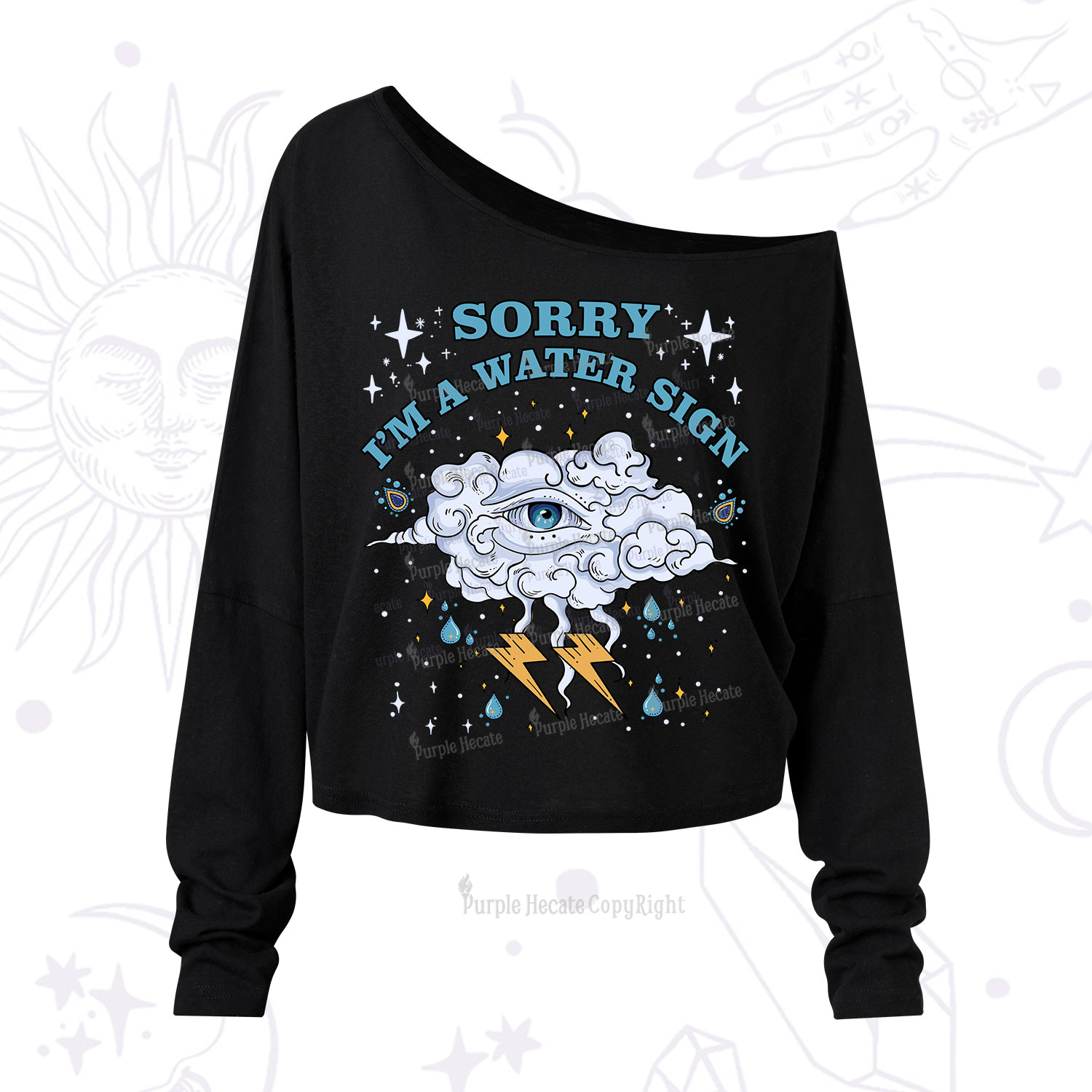 Purplehecate Sorry I'm A Water Sign One Shoulder Long Sleeve Shirt