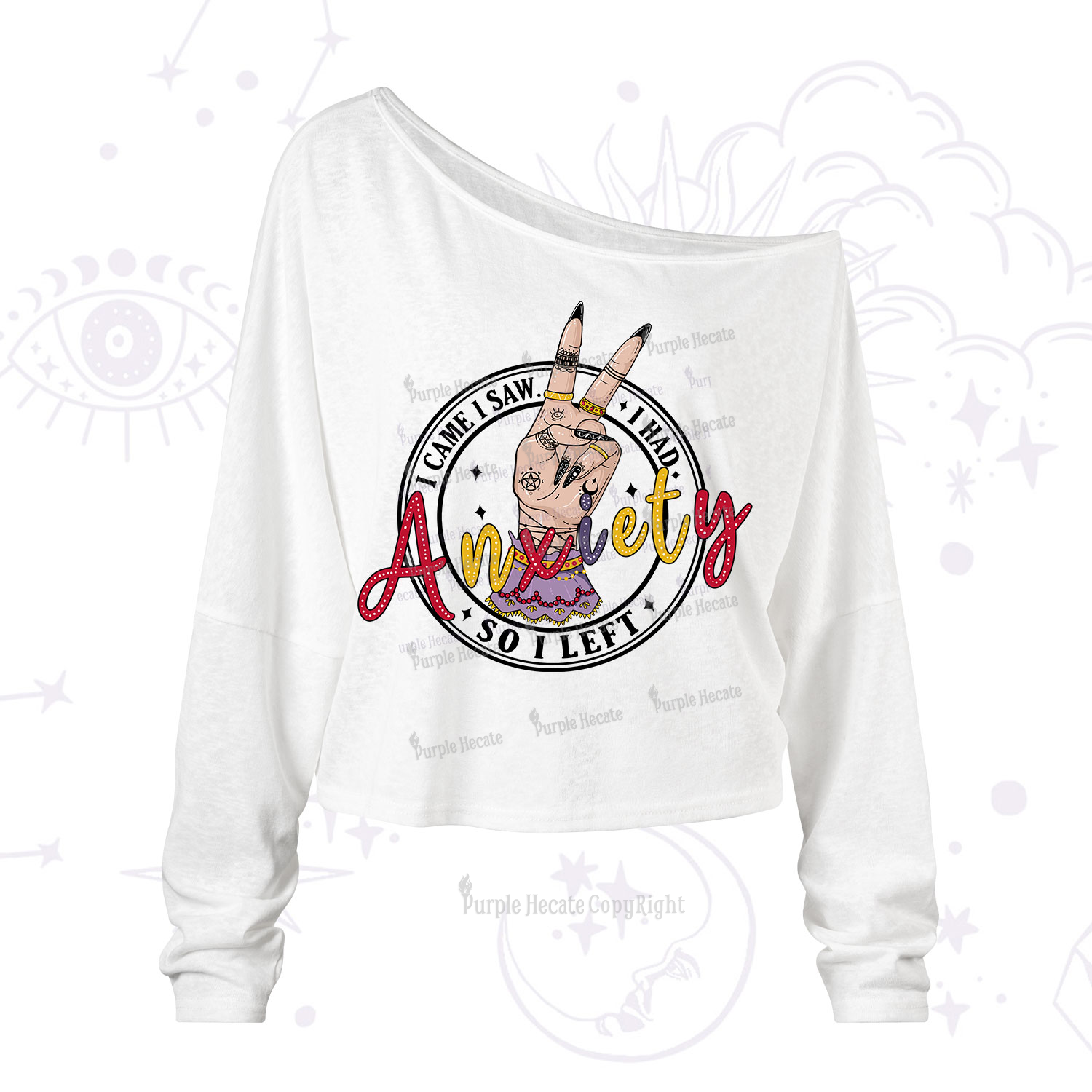 Purplehecate I Had Anxiety So I Left One Shoulder Long Sleeve Shirt