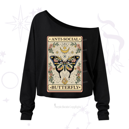 Purplehecate The Anti Social Nutterfly Oracle Card One Shoulder Long Sleeve Shirt