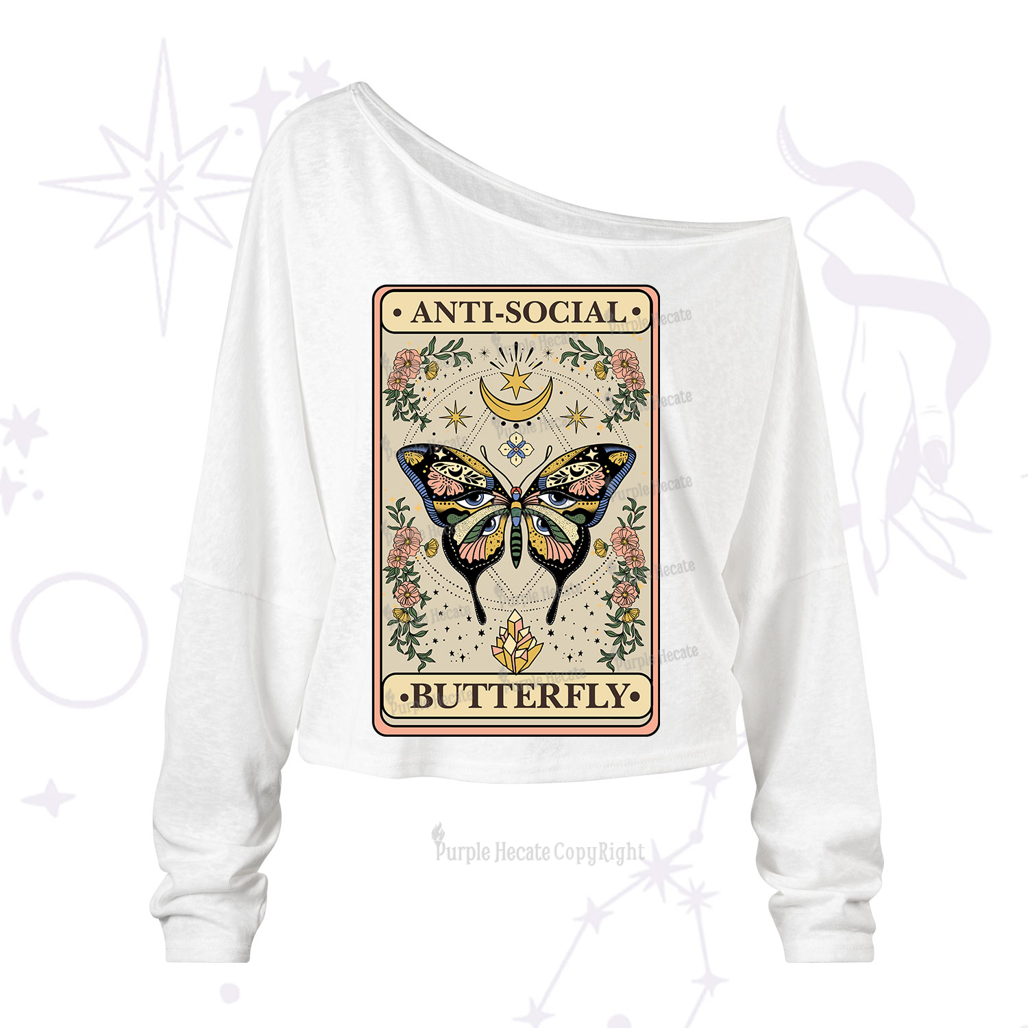 Purplehecate The Anti Social Nutterfly Oracle Card One Shoulder Long Sleeve Shirt