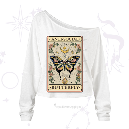 Purplehecate The Anti Social Nutterfly Oracle Card One Shoulder Long Sleeve Shirt