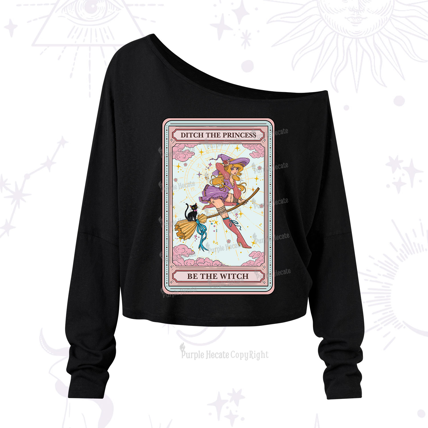 Purplehecate The Ditch The Princess Be The Witch Oracle Card One Shoulder Long Sleeve Shirt