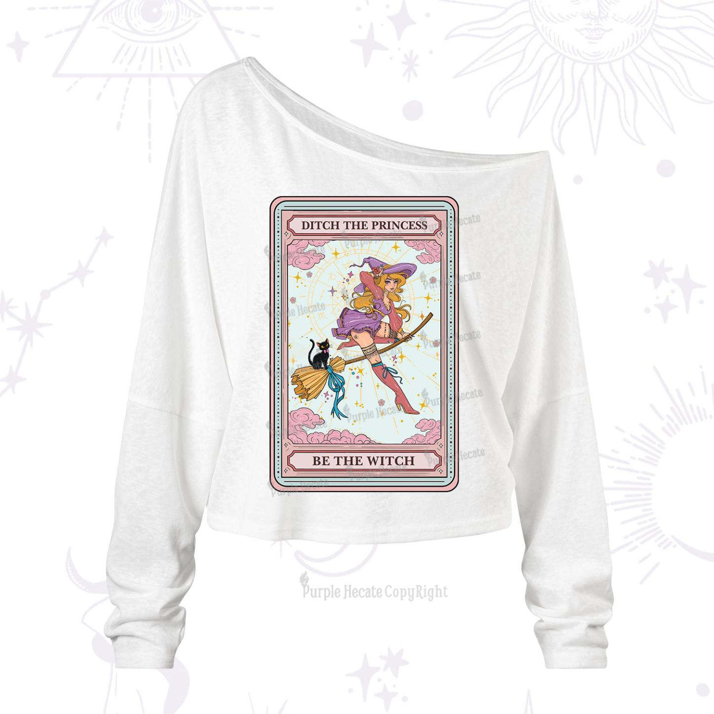 Purplehecate The Ditch The Princess Be The Witch Oracle Card One Shoulder Long Sleeve Shirt