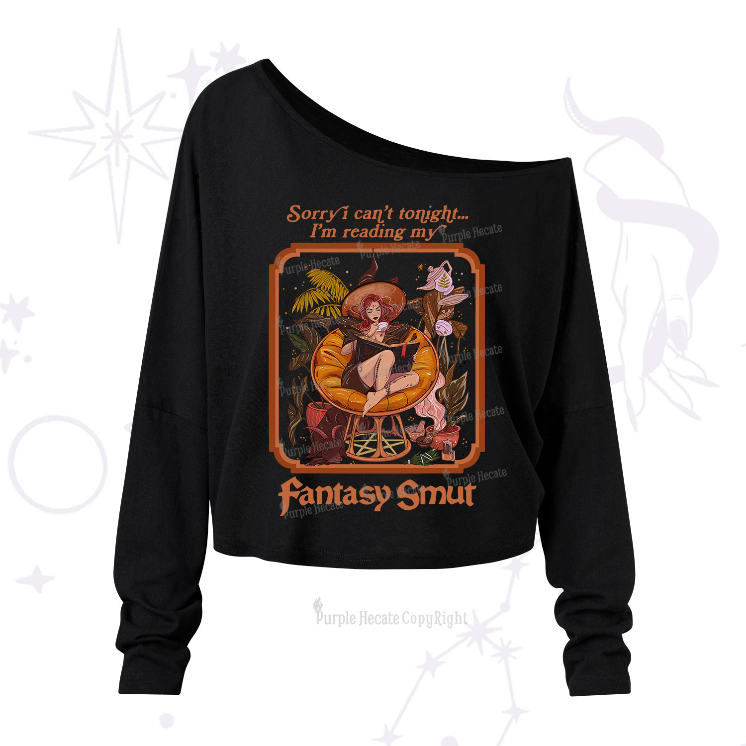 Purplehecate Sorry I Can't Tonight I'm Reading My Fantasy Smut One Shoulder Long Sleeve Shirt