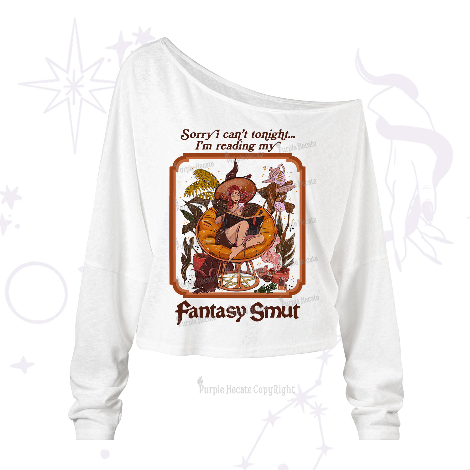 Purplehecate Sorry I Can't Tonight I'm Reading My Fantasy Smut One Shoulder Long Sleeve Shirt