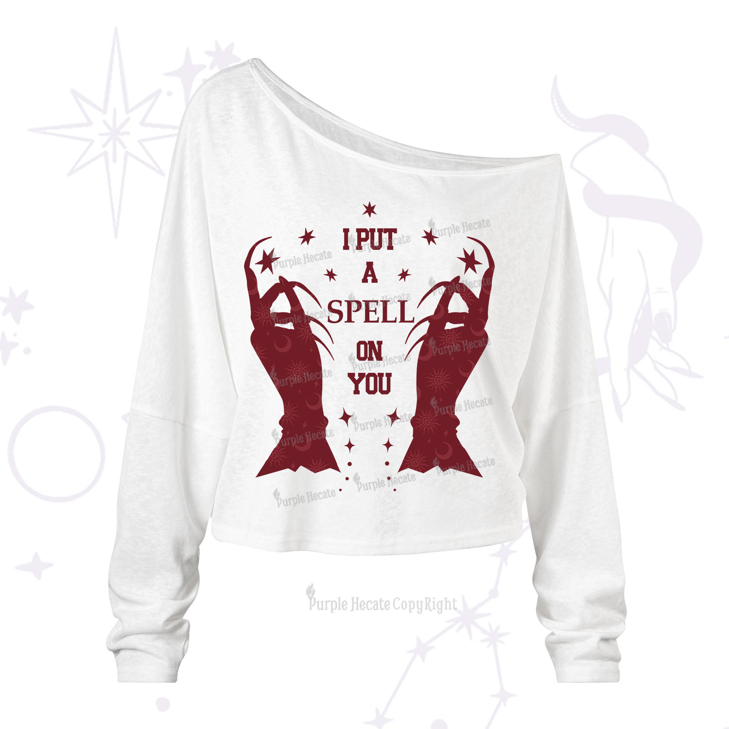 Purplehecate I Put A Spell On You One Shoulder Long Sleeve Shirt