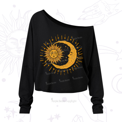 Purplehecate Solar & Lunar Spirit One Shoulder Long Sleeve Shirt