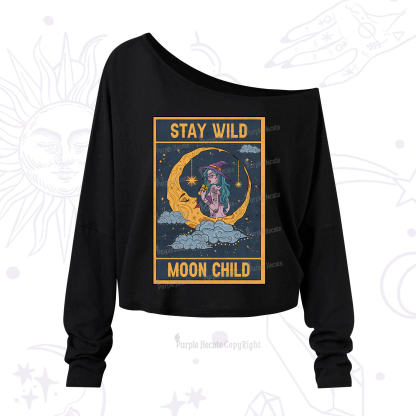 Purplehecate The Stay Wild Moon Child Oracle Card One Shoulder Long Sleeve Shirt