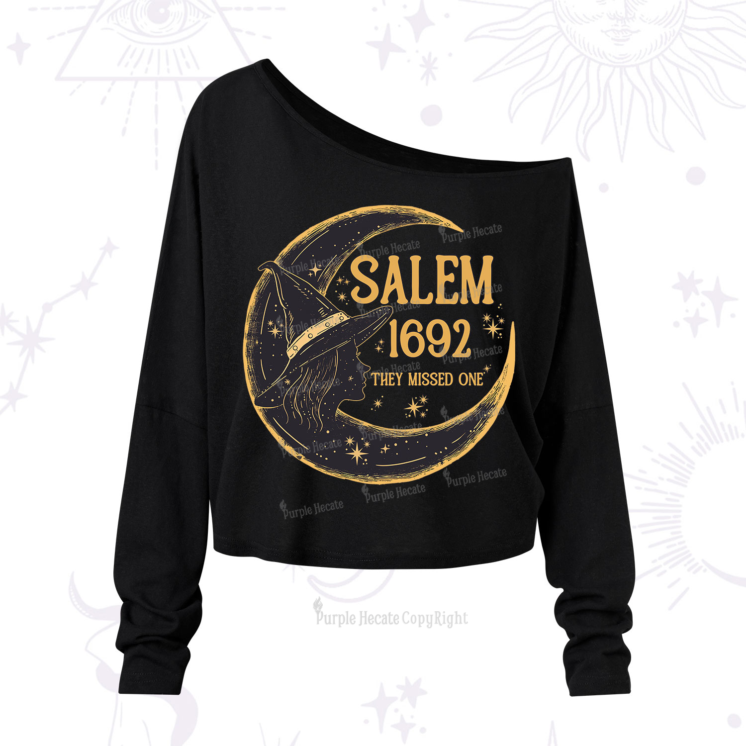 Purplehecate 1692 Salem Witch One Shoulder Long Sleeve Shirt