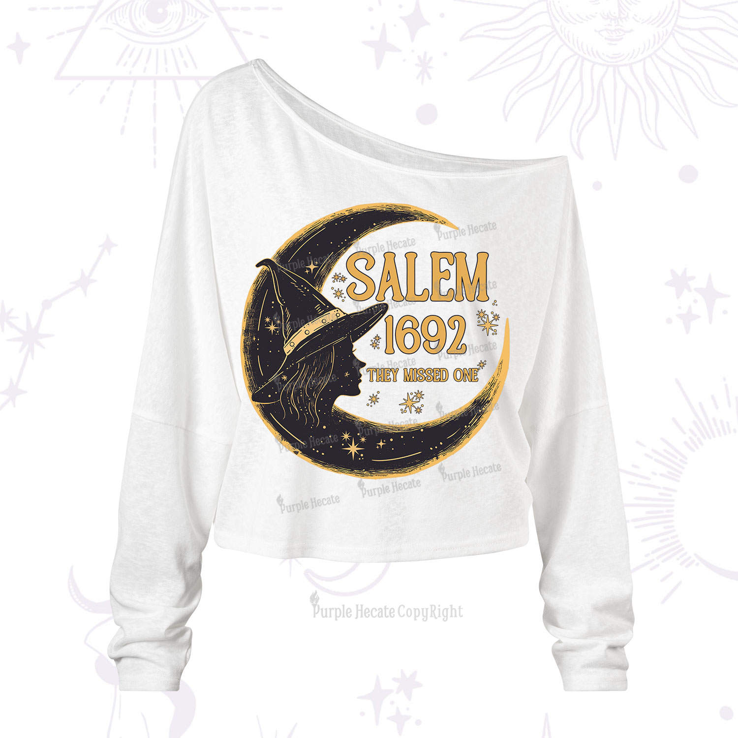 Purplehecate 1692 Salem Witch One Shoulder Long Sleeve Shirt