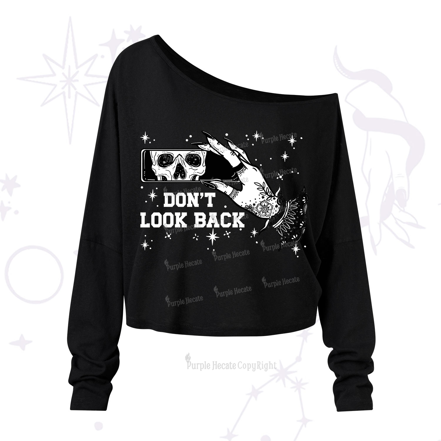 Purplehecate Don't Look Back One Shoulder Long Sleeve Shirt