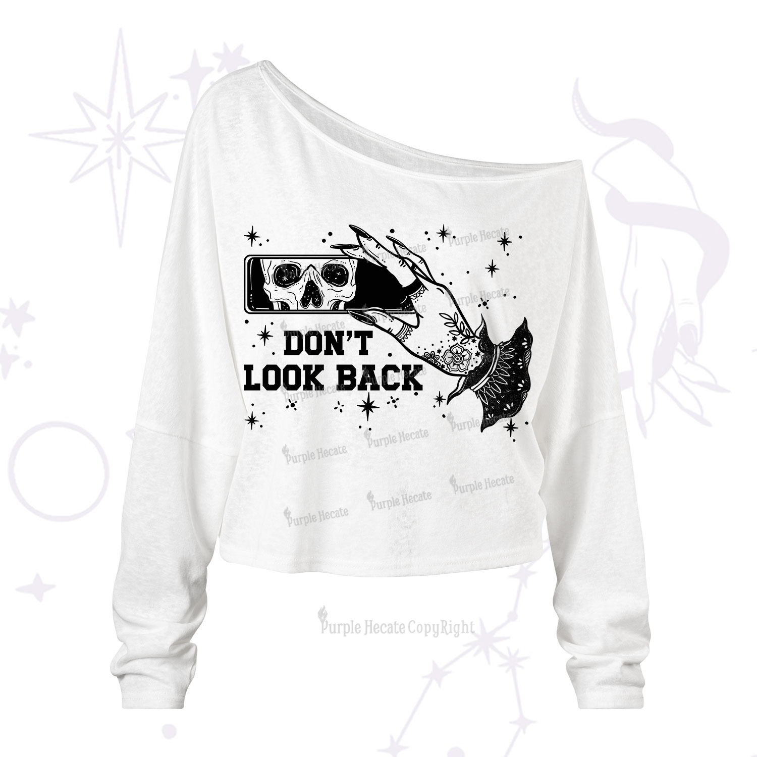 Purplehecate Don't Look Back One Shoulder Long Sleeve Shirt