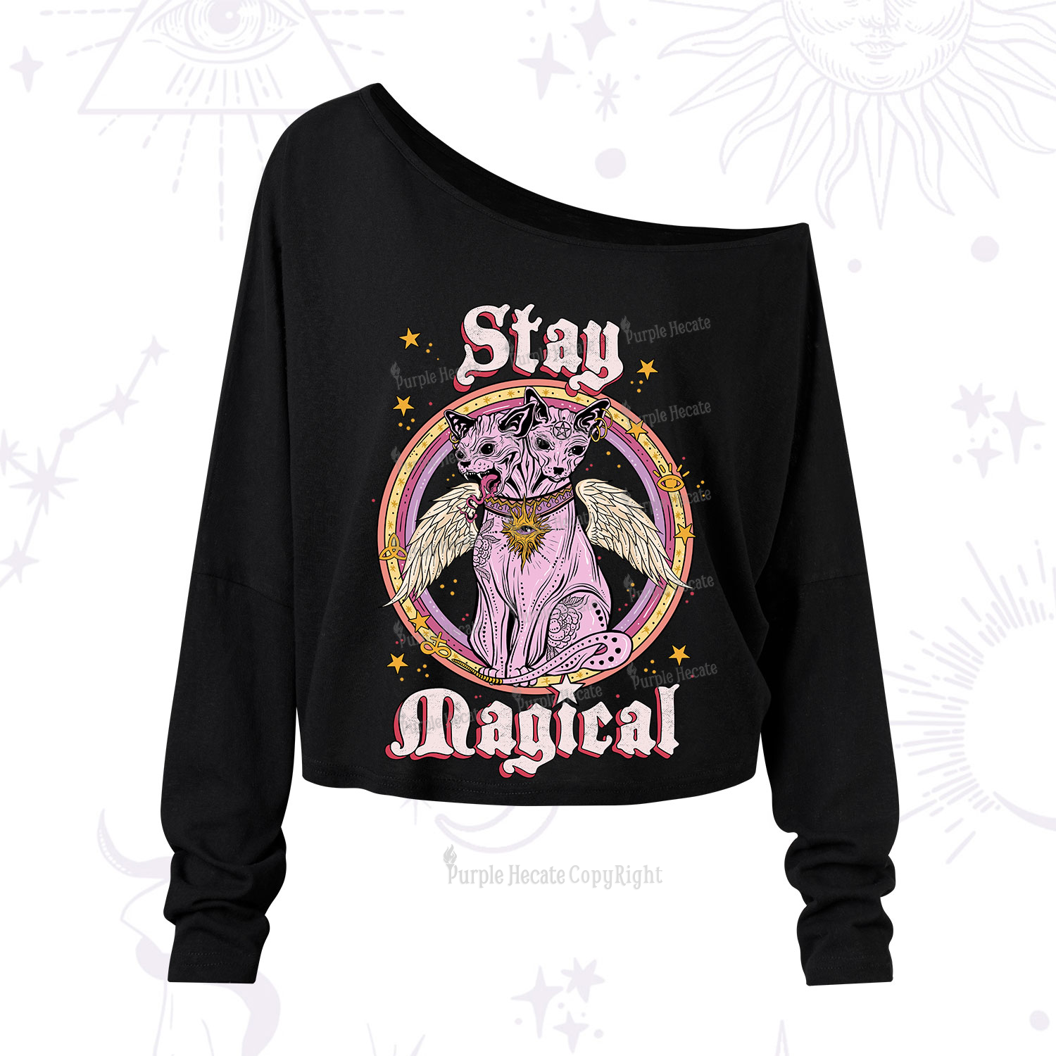 Purplehecate Stay Magical One Shoulder Long Sleeve Shirt