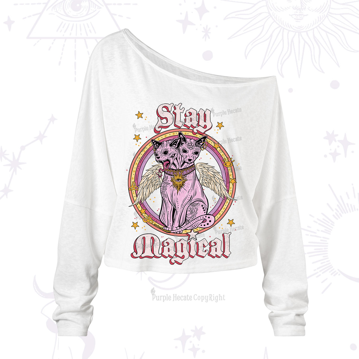 Purplehecate Stay Magical One Shoulder Long Sleeve Shirt