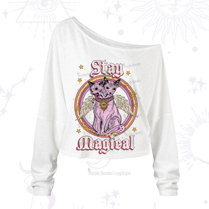 Purplehecate Stay Magical One Shoulder Long Sleeve Shirt