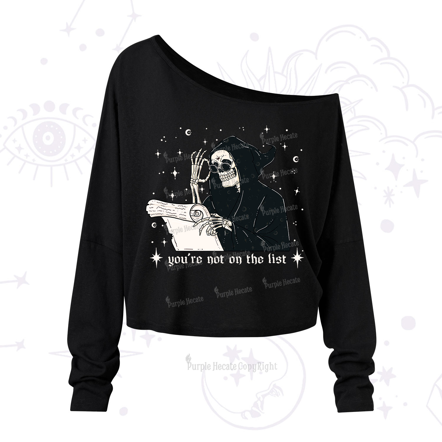 Purplehecate You're Not On The List One Shoulder Long Sleeve Shirt