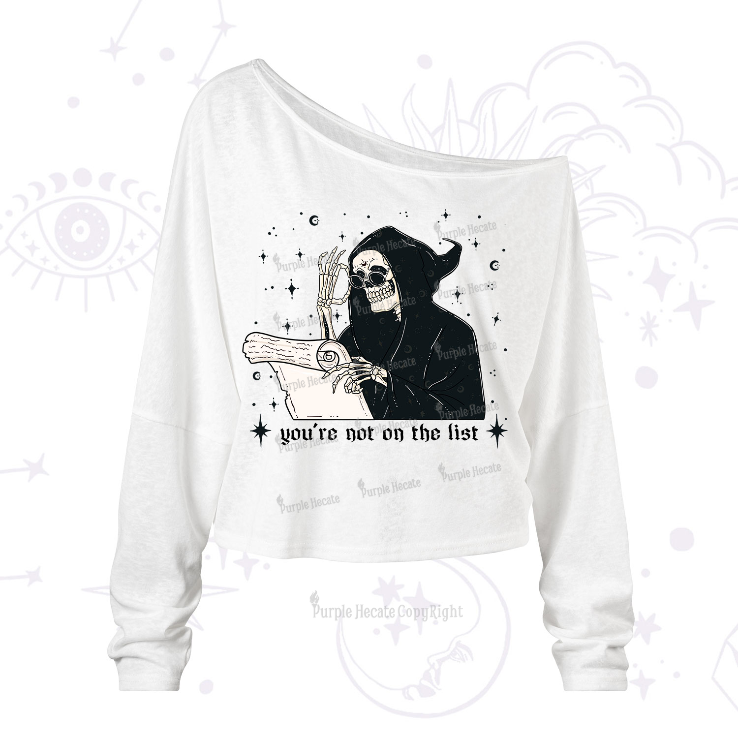 Purplehecate You're Not On The List One Shoulder Long Sleeve Shirt