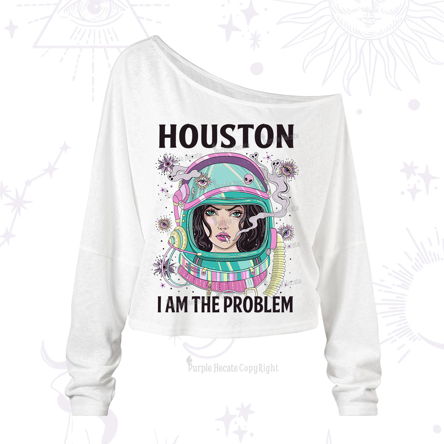 Purplehecate Houston I am the problem One Shoulder Long Sleeve Shirt
