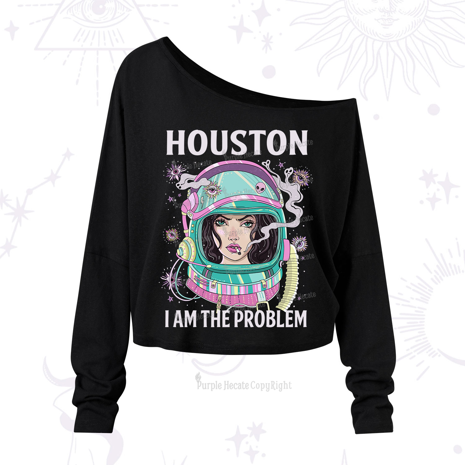 Purplehecate Houston I am the problem One Shoulder Long Sleeve Shirt