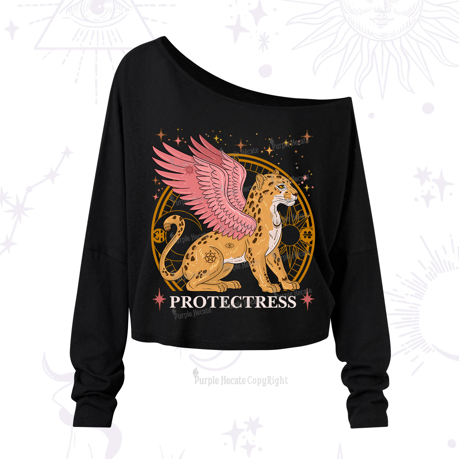 Purplehecate Celestial Protectress One Shoulder Long Sleeve Shirt