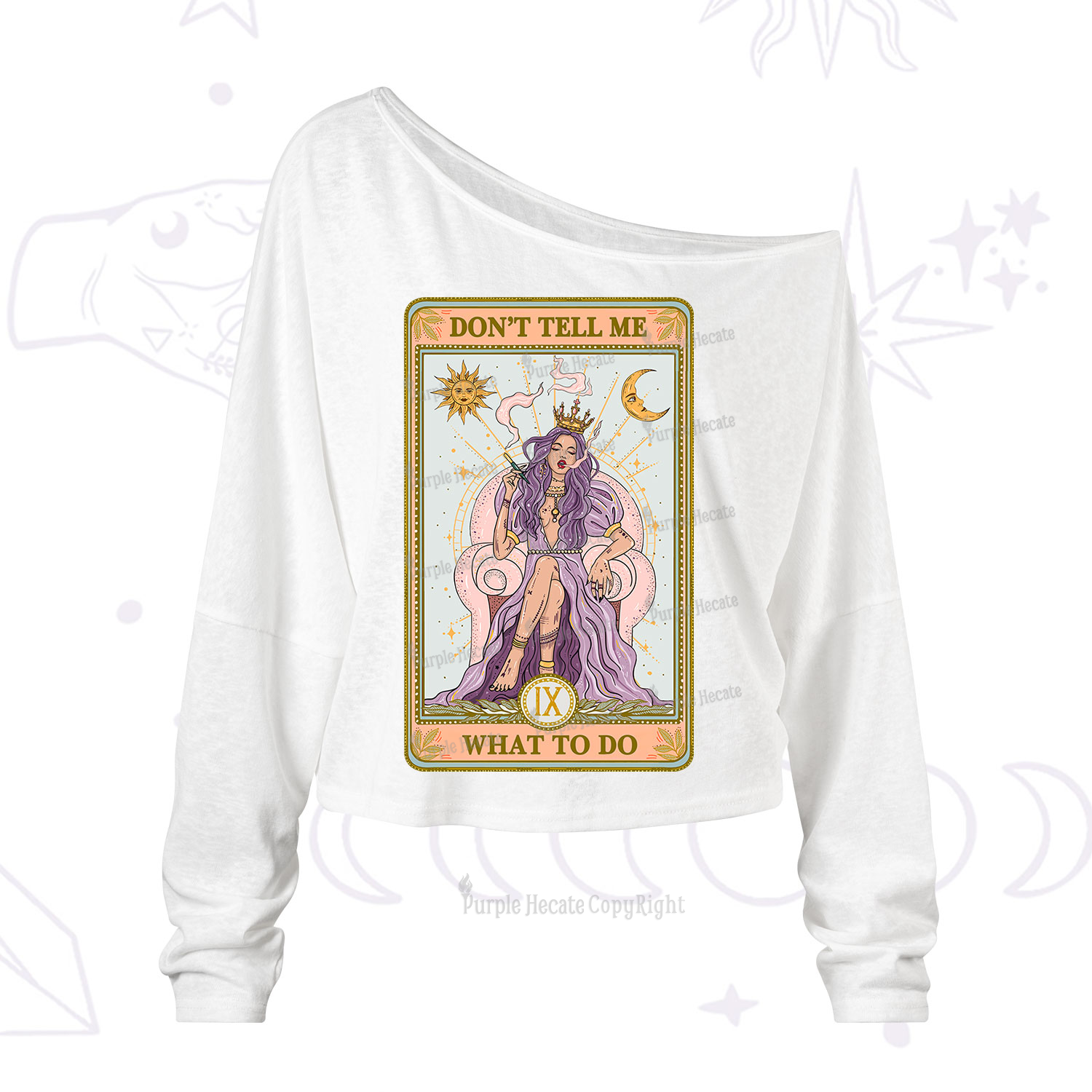 Purplehecate The Don't Tell Me What To Do Oracle Card One Shoulder Long Sleeve Shirt