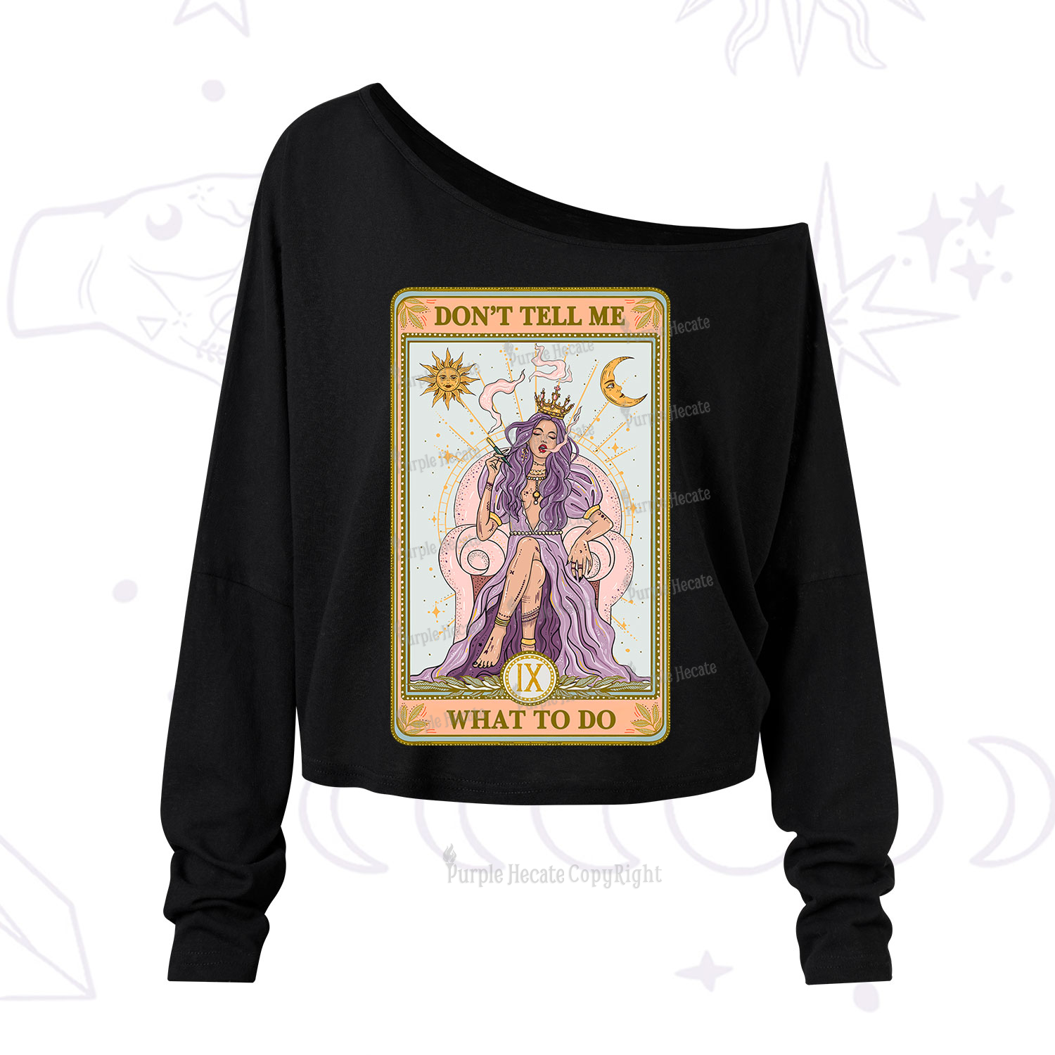 Purplehecate The Don't Tell Me What To Do Oracle Card One Shoulder Long Sleeve Shirt