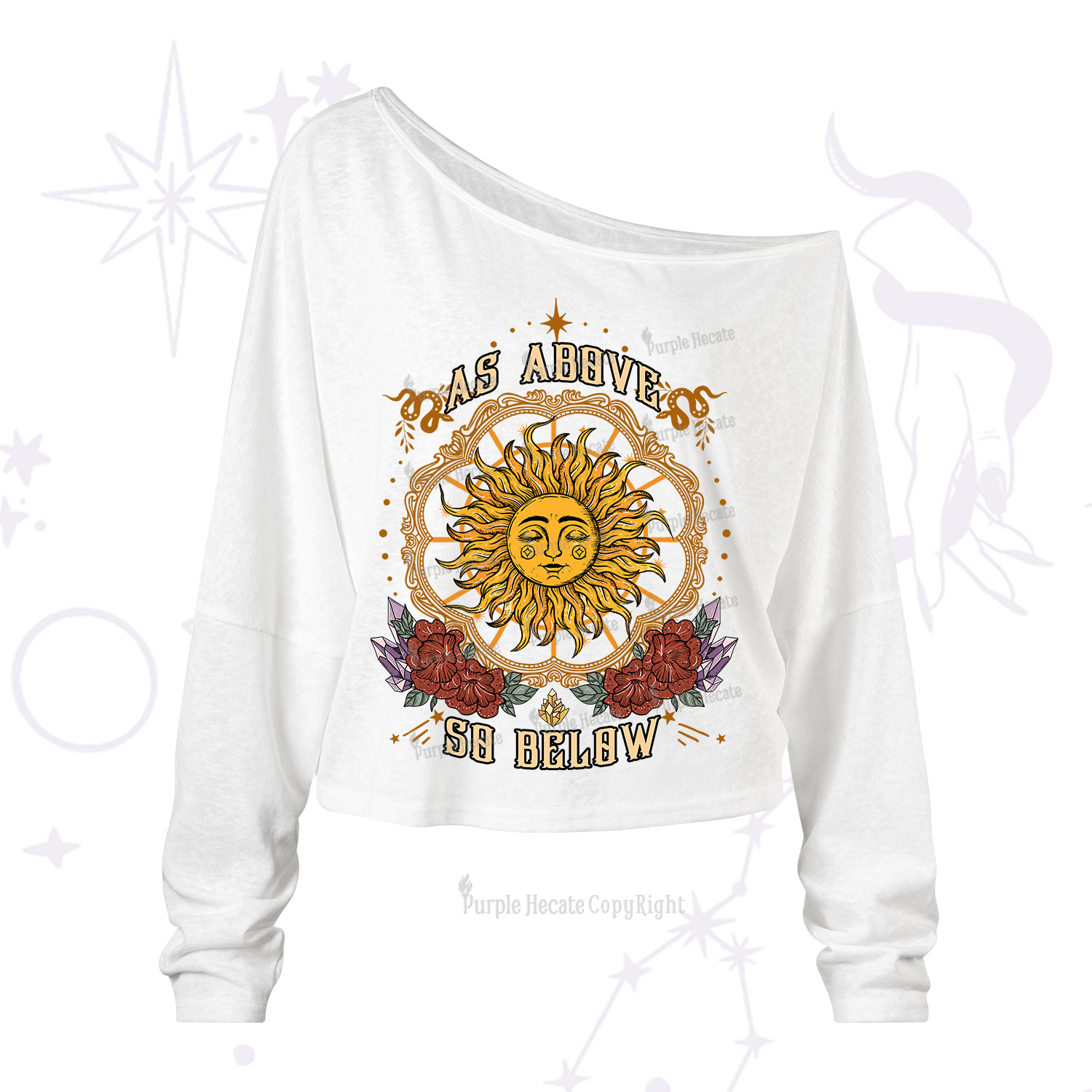 Purplehecate As Above So Below One Shoulder Long Sleeve Shirt