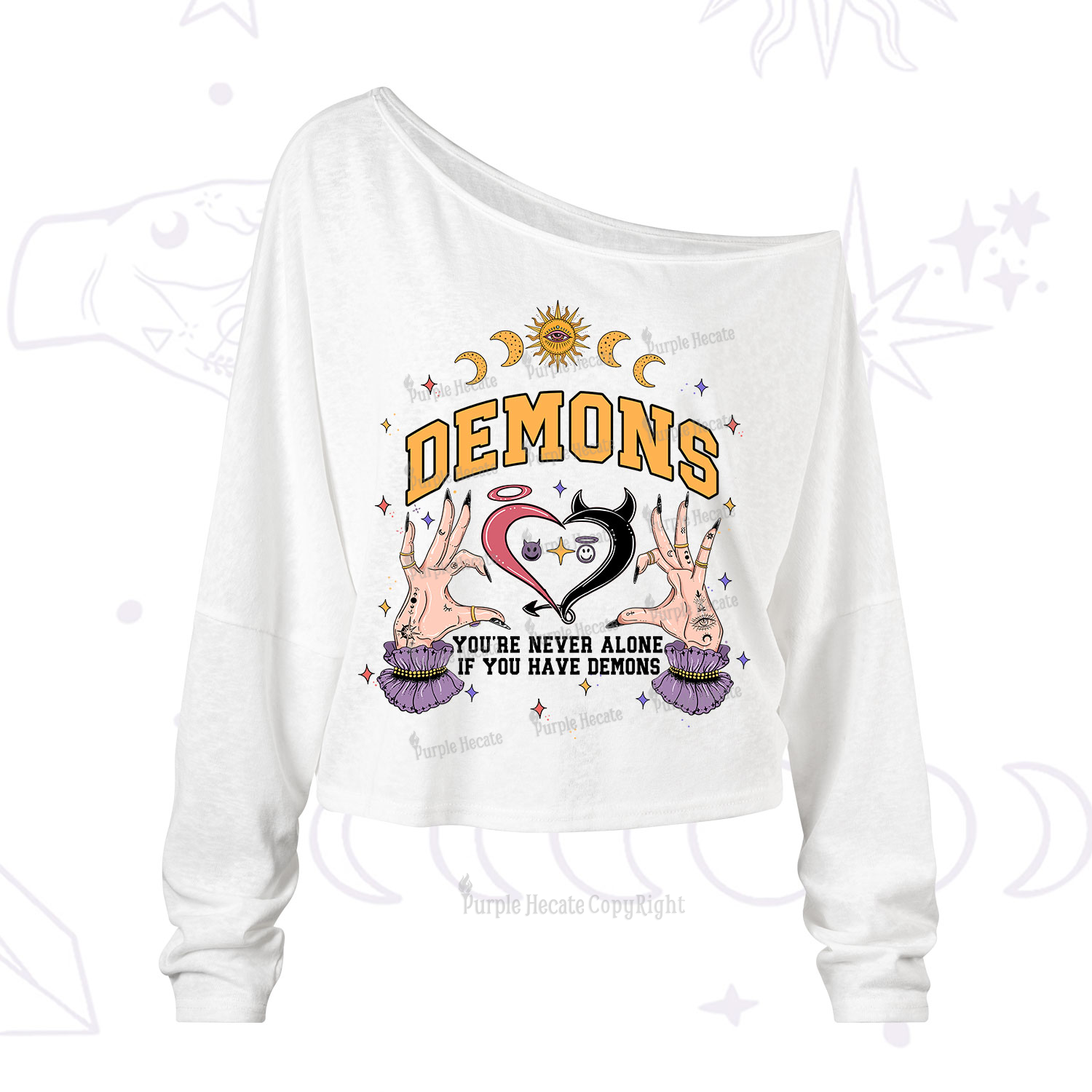 Purplehecate You're Never Alone If You Have Demons One Shoulder Long Sleeve Shirt