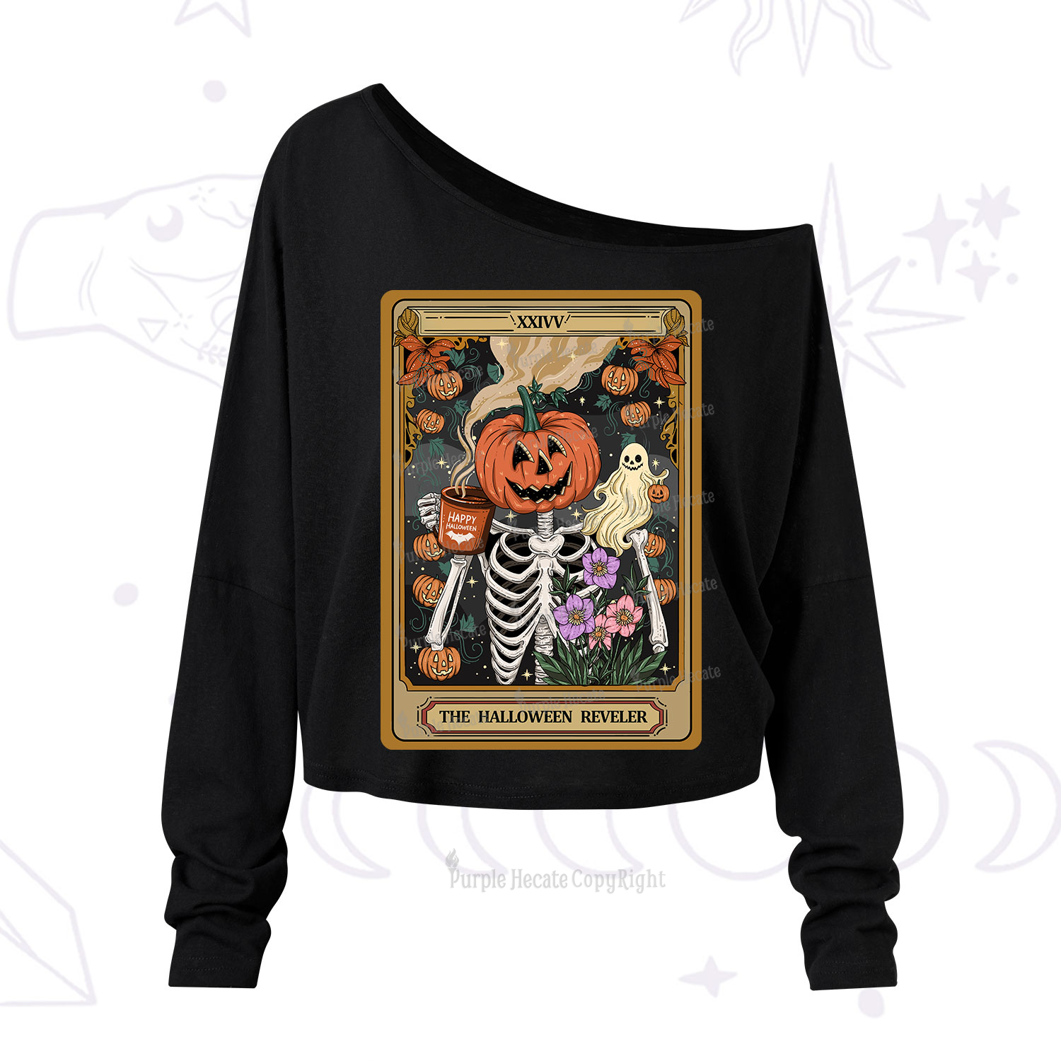Purplehecate The Halloween Reveler Tarot One Shoulder Long Sleeve Shirt