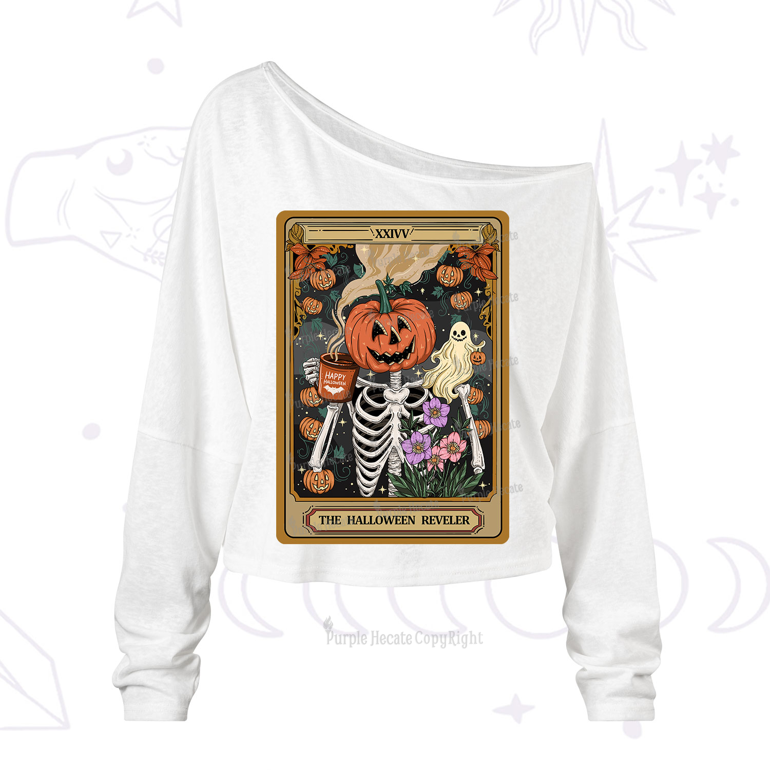 Purplehecate The Halloween Reveler Tarot One Shoulder Long Sleeve Shirt