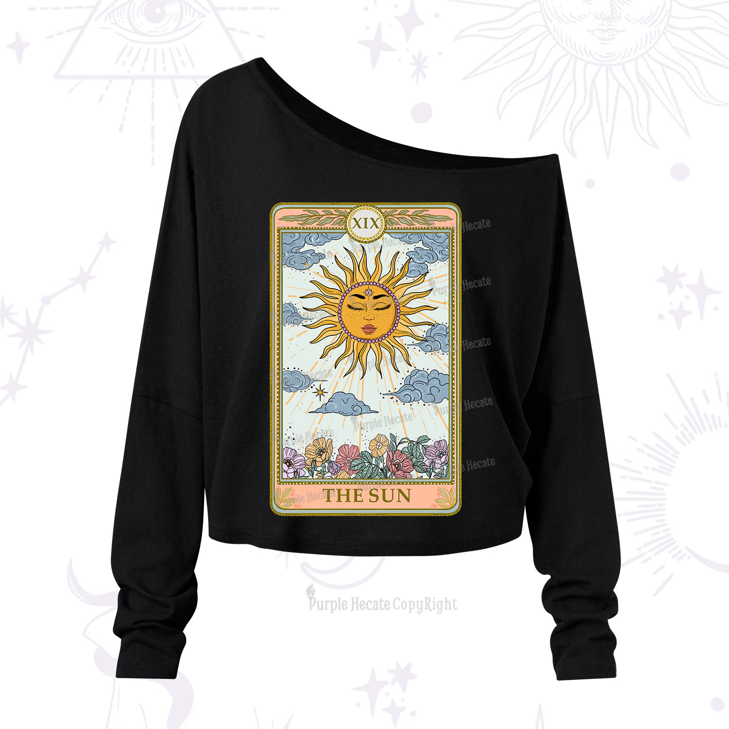 Purplehecate The Sun Tarot One Shoulder Long Sleeve Shirt
