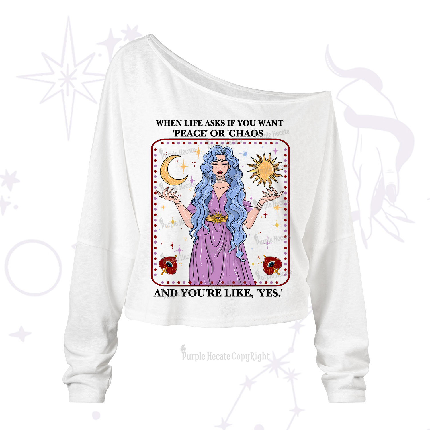 Purplehecate Peace Or Chaos One Shoulder Long Sleeve Shirt