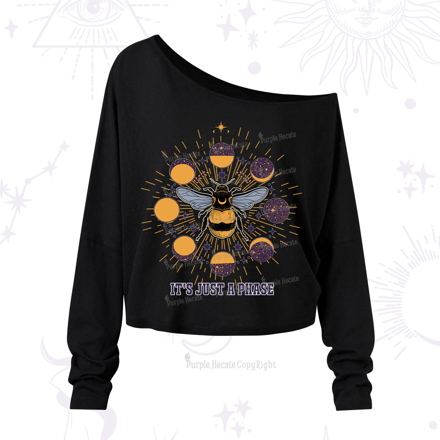 Purplehecate It's Just a Moon Bee Phase One Shoulder Long Sleeve Shirt
