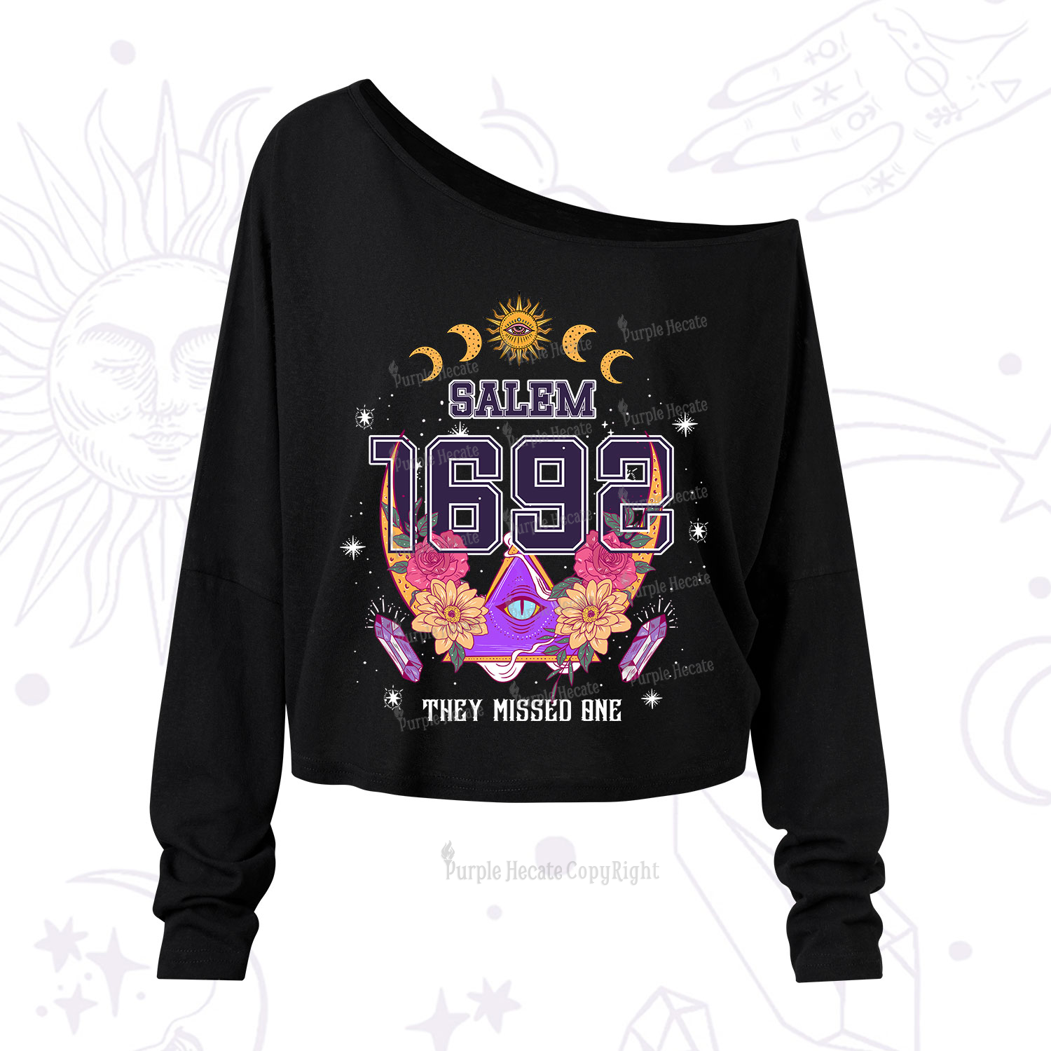 Purplehecate Salem 1692 They Missed One One Shoulder Long Sleeve Shirt