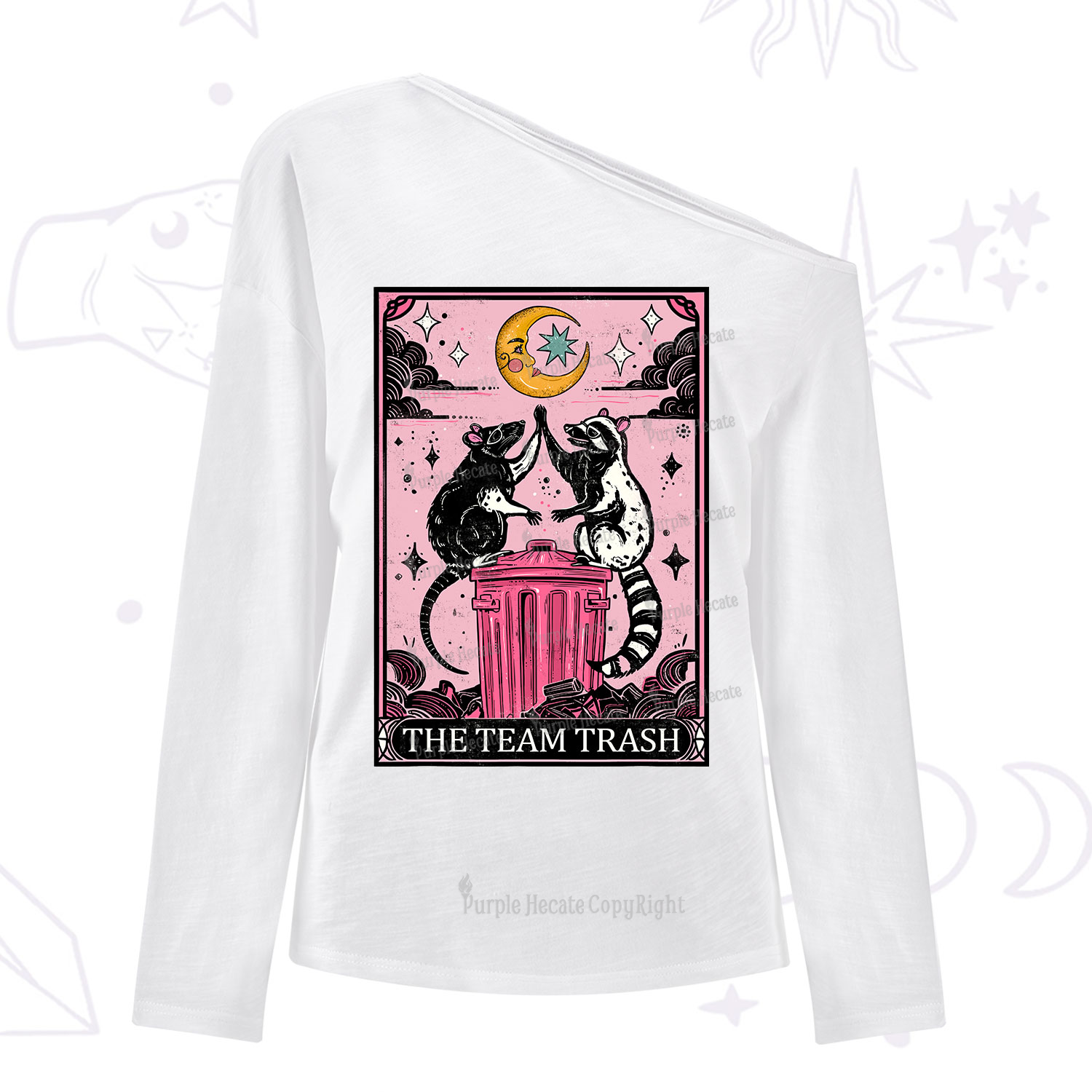 Purplehecate The Team Trash Opossum Tarot One Shoulder Long Sleeve Shirt