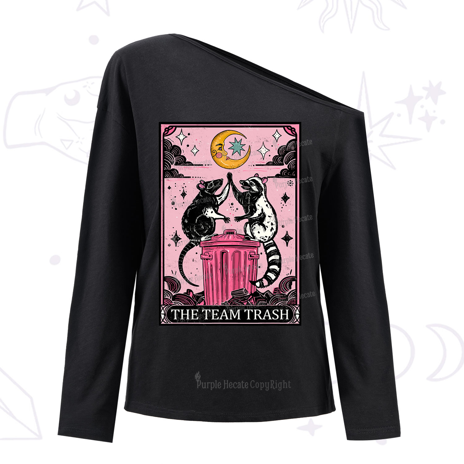 Purplehecate The Team Trash Opossum Tarot One Shoulder Long Sleeve Shirt