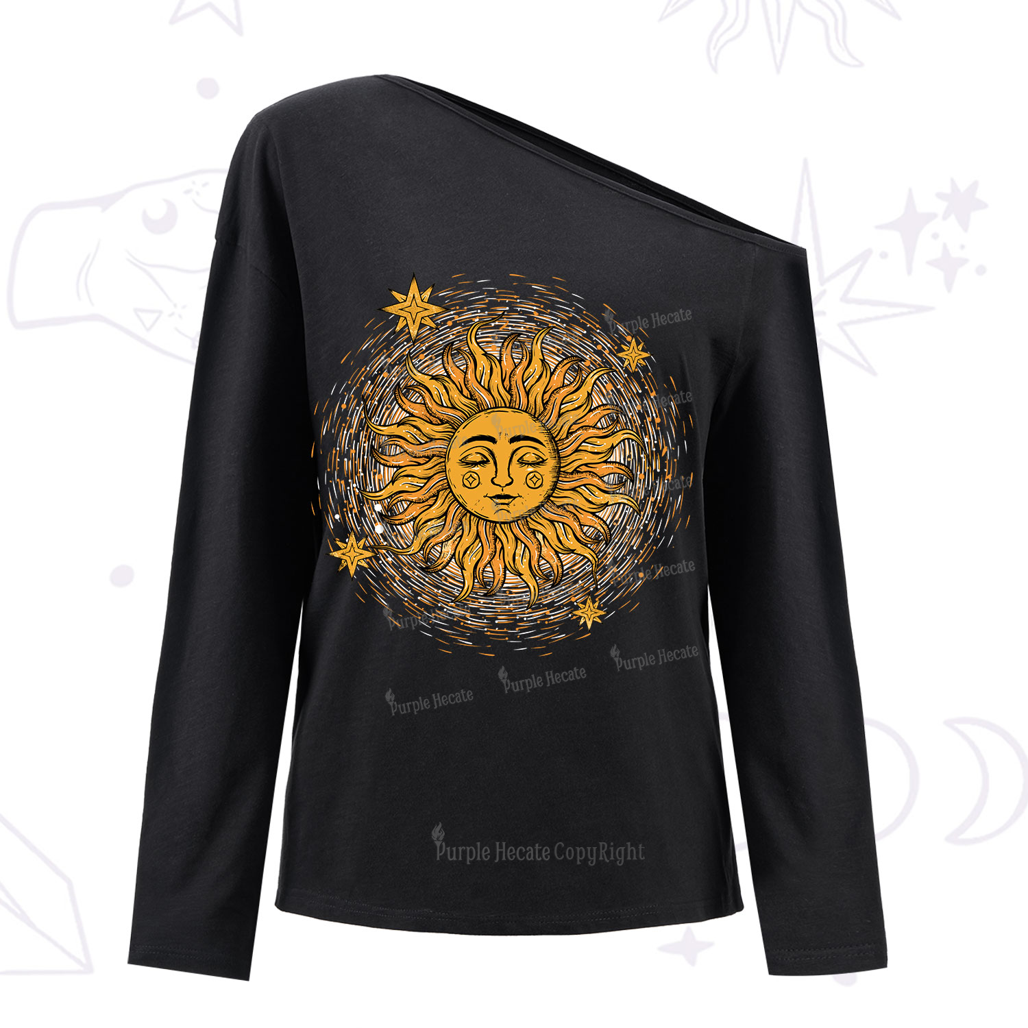 Purplehecate Celestial Sun One Shoulder Long Sleeve Shirt