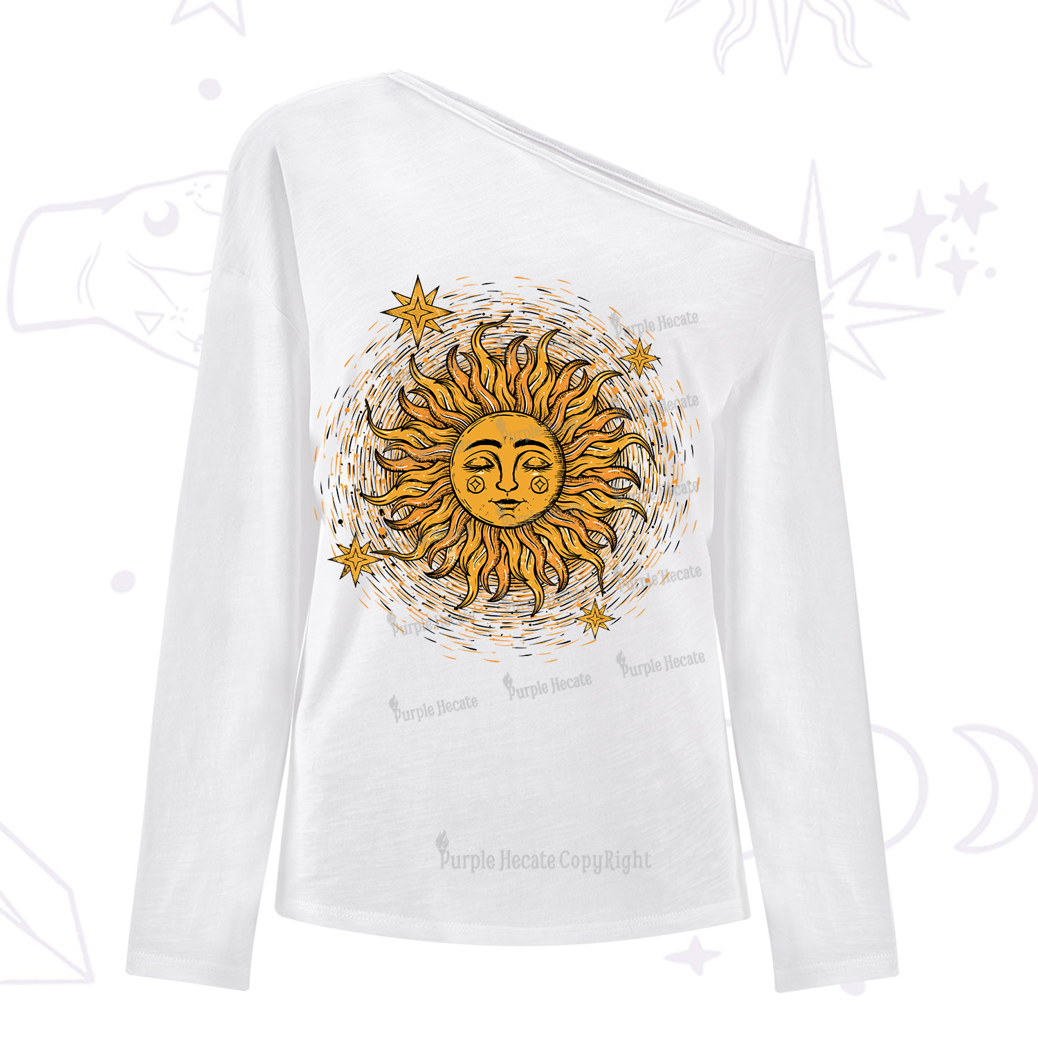 Purplehecate Celestial Sun One Shoulder Long Sleeve Shirt