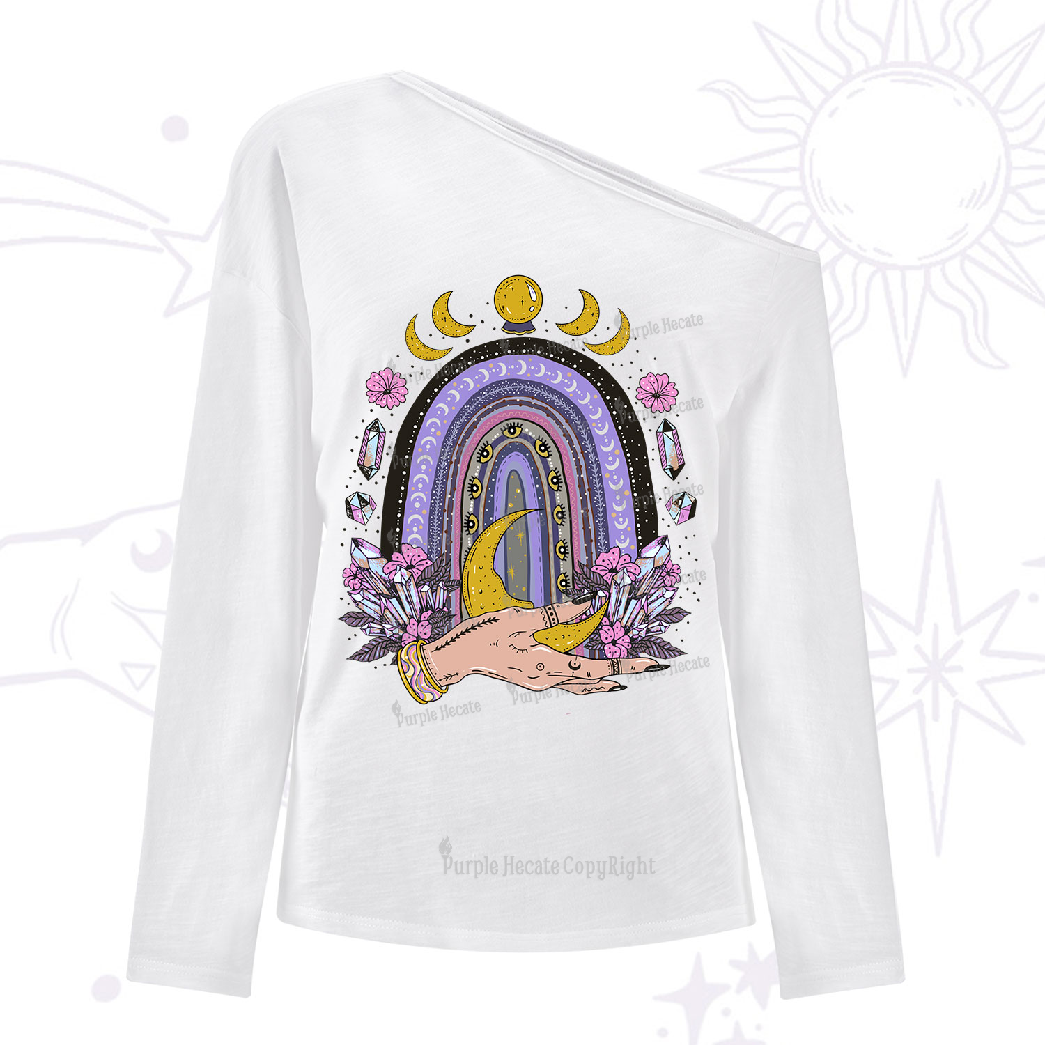 Purplehecate Magic Rainbow One Shoulder Long Sleeve Shirt