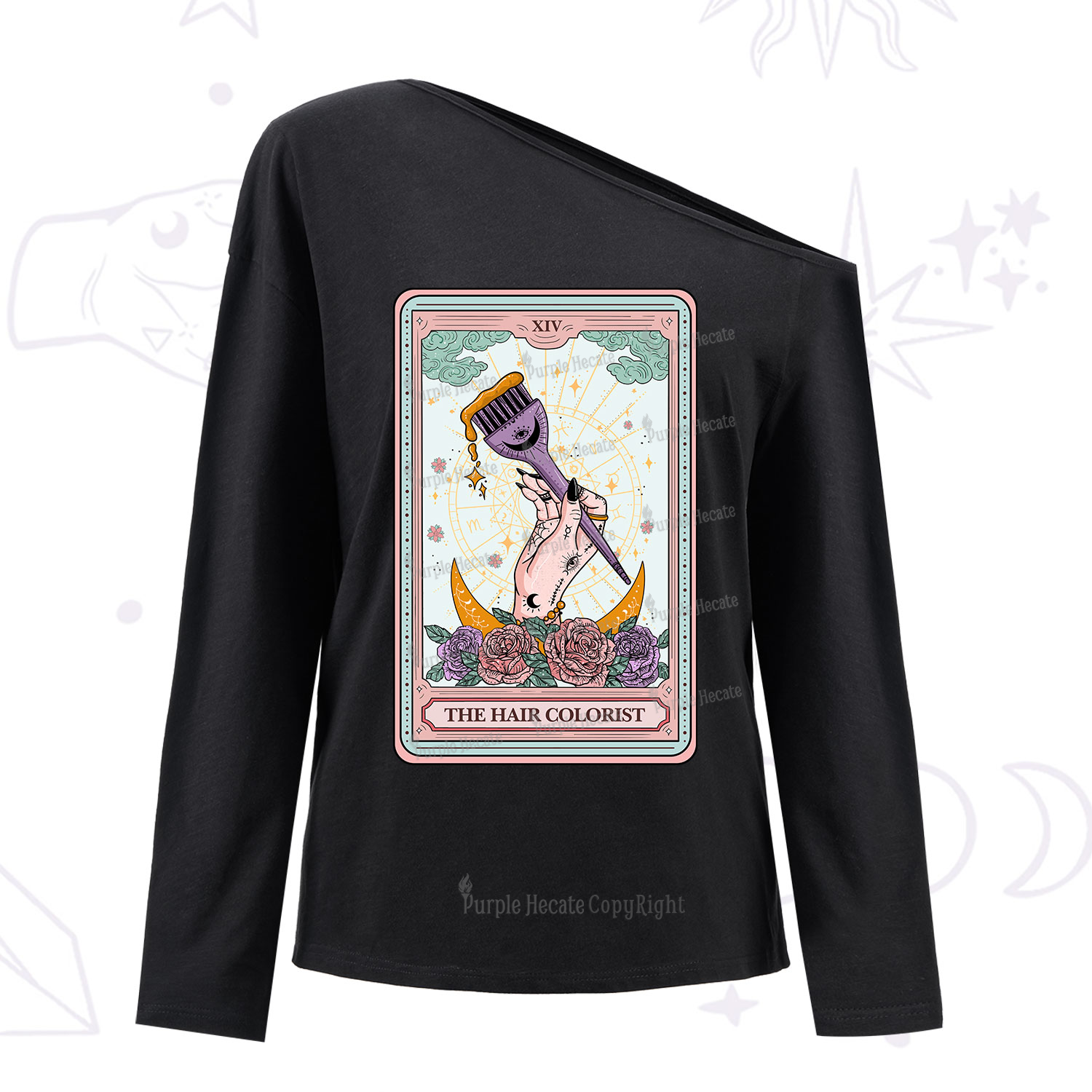 Purplehecate The Hair Colorist Tarot One Shoulder Long Sleeve Shirt