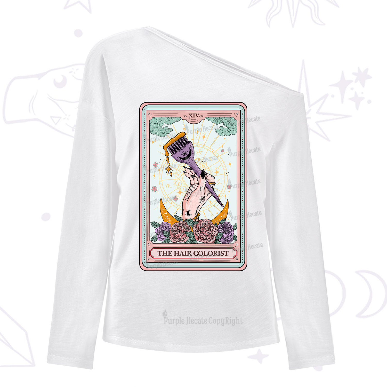 Purplehecate The Hair Colorist Tarot One Shoulder Long Sleeve Shirt
