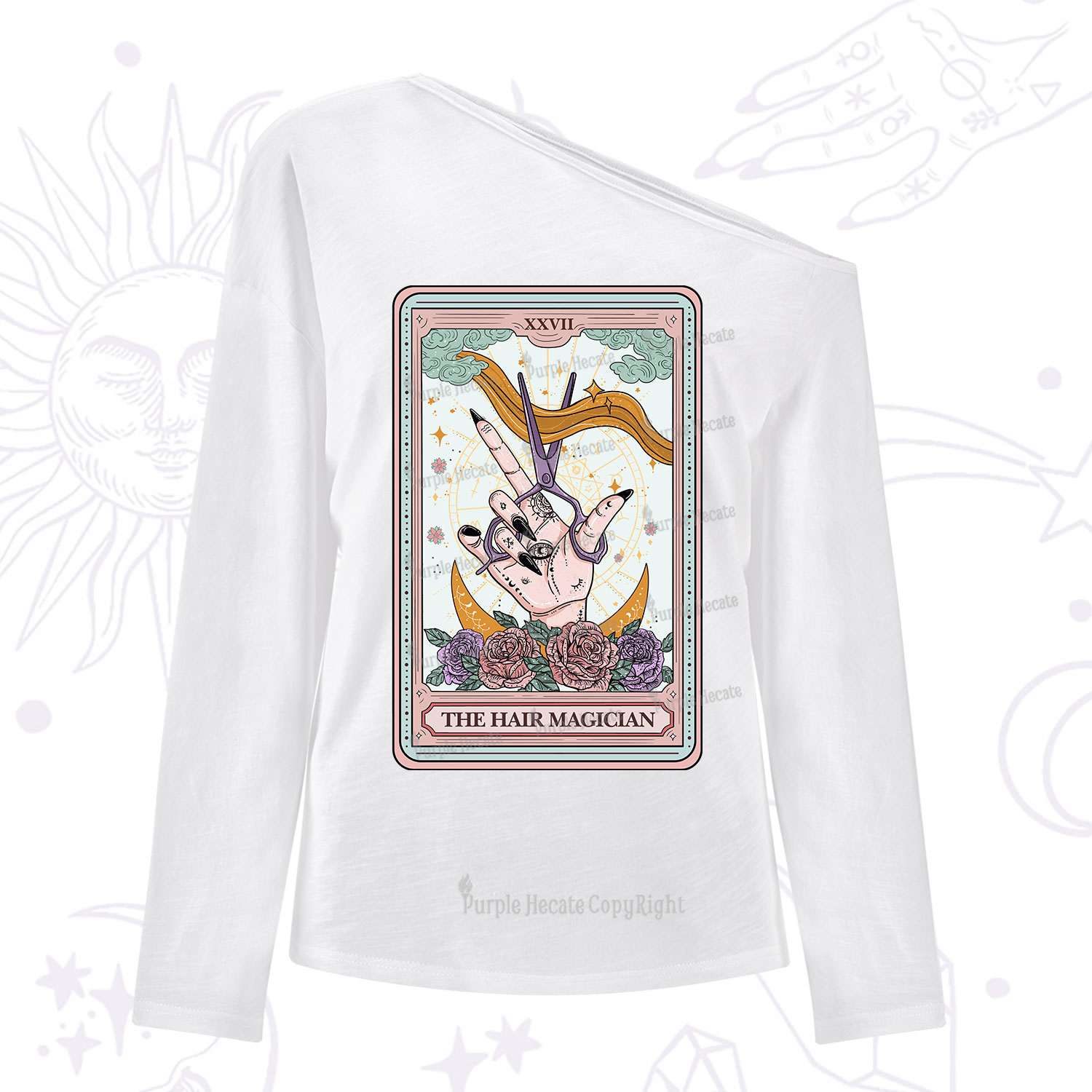 Purplehecate The Hair Magician Tarot One Shoulder Long Sleeve Shirt