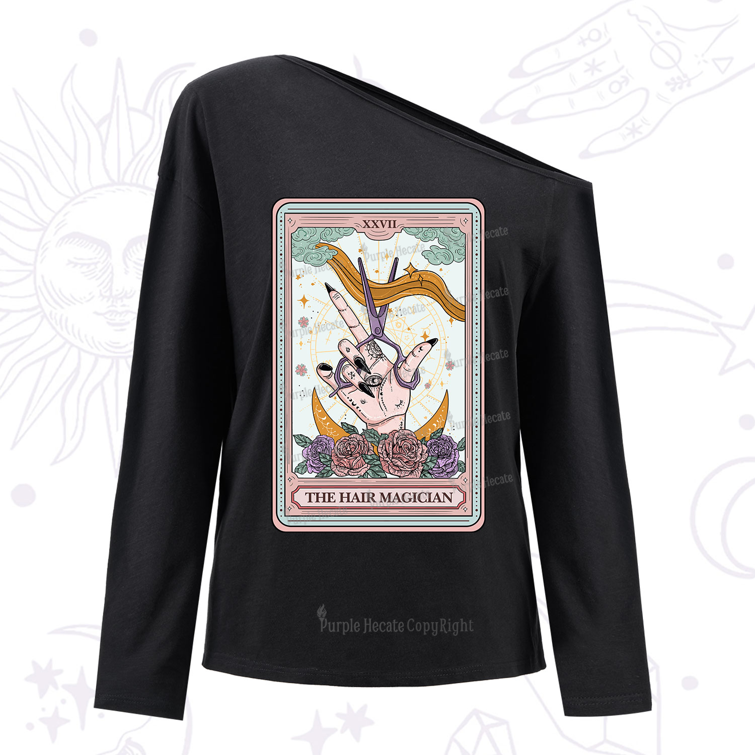 Purplehecate The Hair Magician Tarot One Shoulder Long Sleeve Shirt
