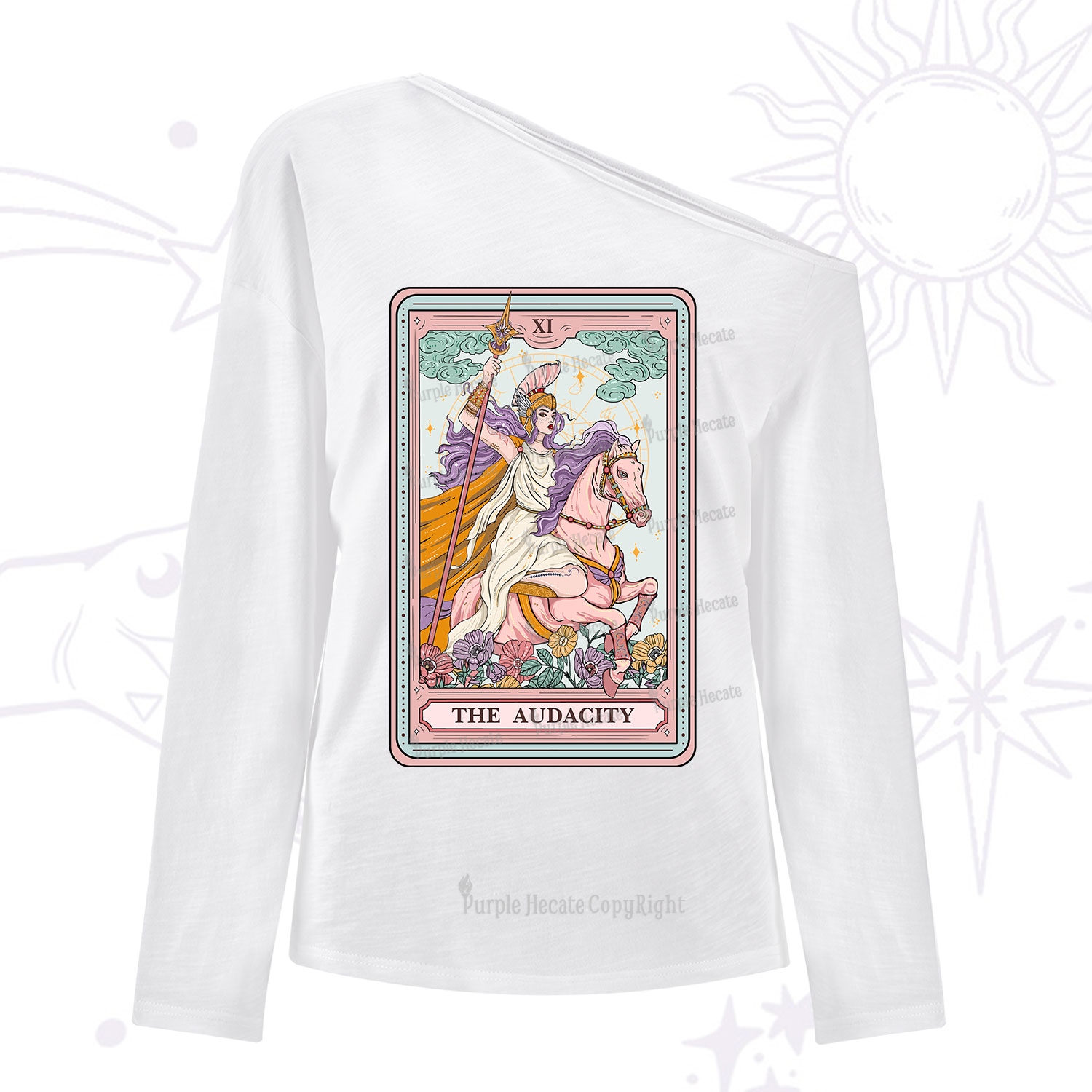 Purplehecate The Audacity Tarot Card One Shoulder Long Sleeve Shirt