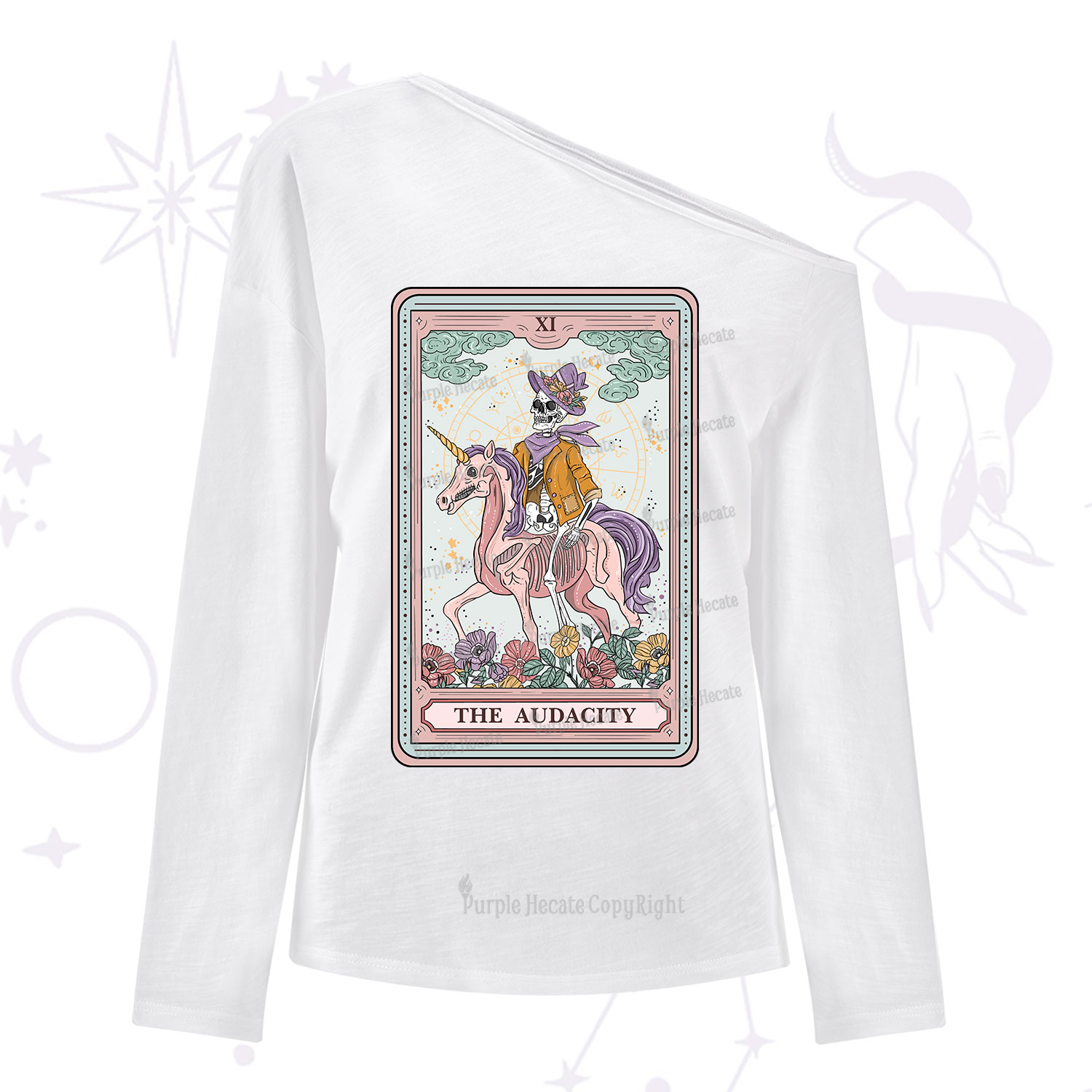 Purplehecate The Audacity Tarot Card One Shoulder Long Sleeve Shirt