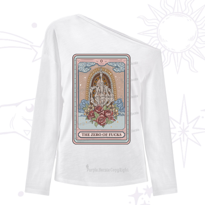 Purplehecate The Zero Of Fucks Tarot One Shoulder Long Sleeve Shirt