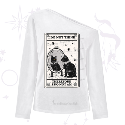 Purplehecate The I Do Not Think Therefore I Do Not Am Oracle Card One Shoulder Long Sleeve Shirt